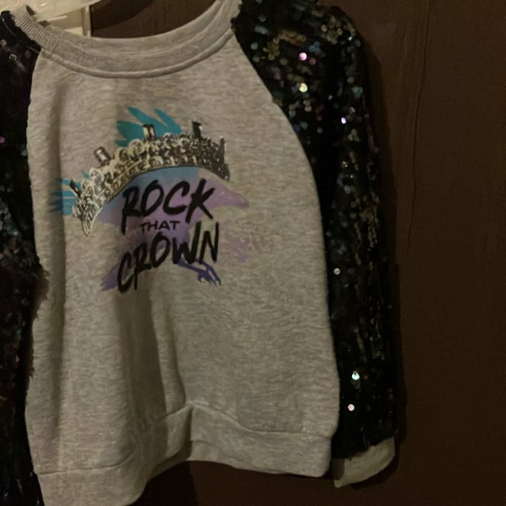 Sequin Sleeve Kids Sweatshirt - Grey